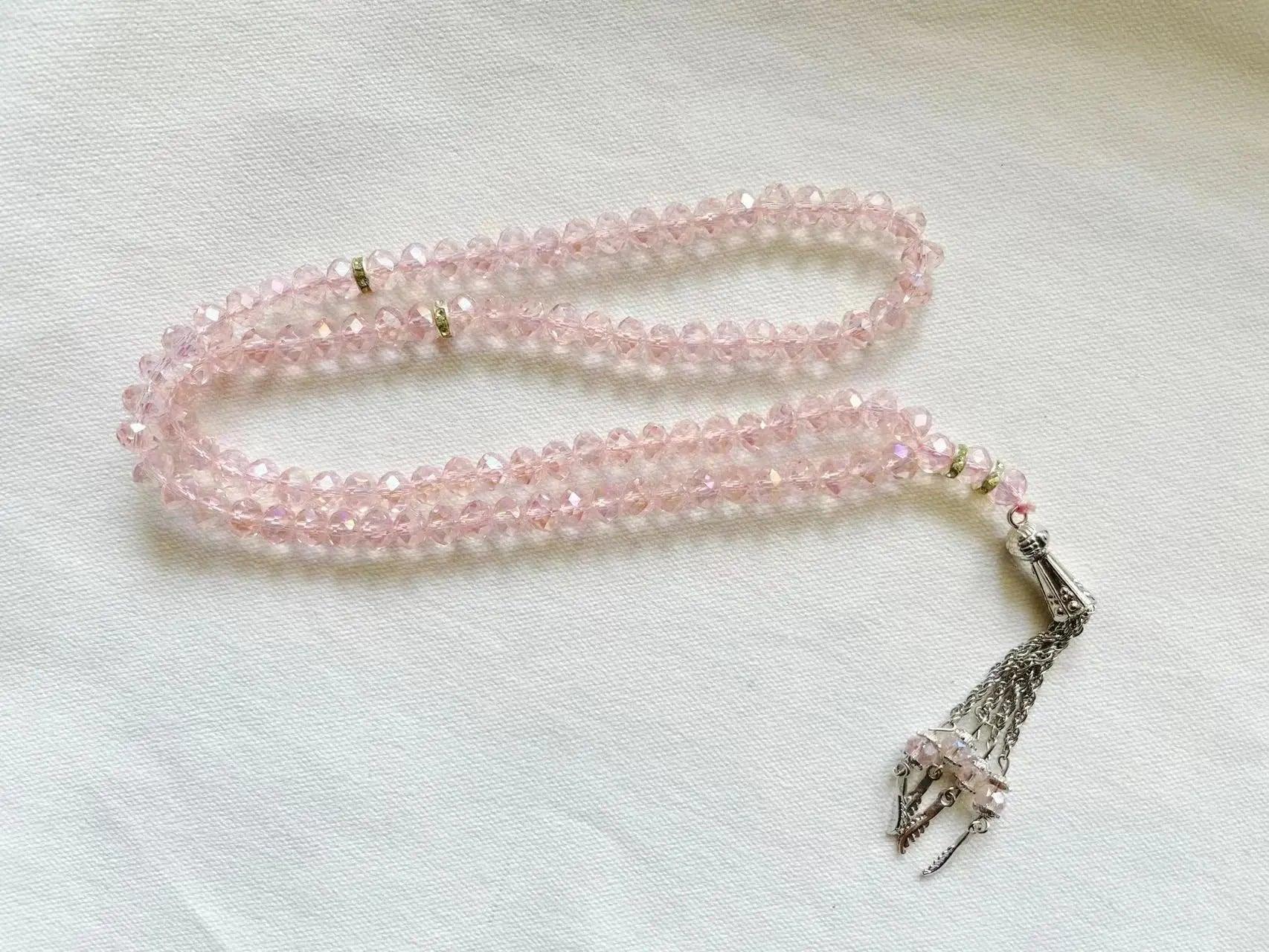 MR039 Crystal Glass Muslim Prayer Tasbeeh, 99pcs beads - Image 17