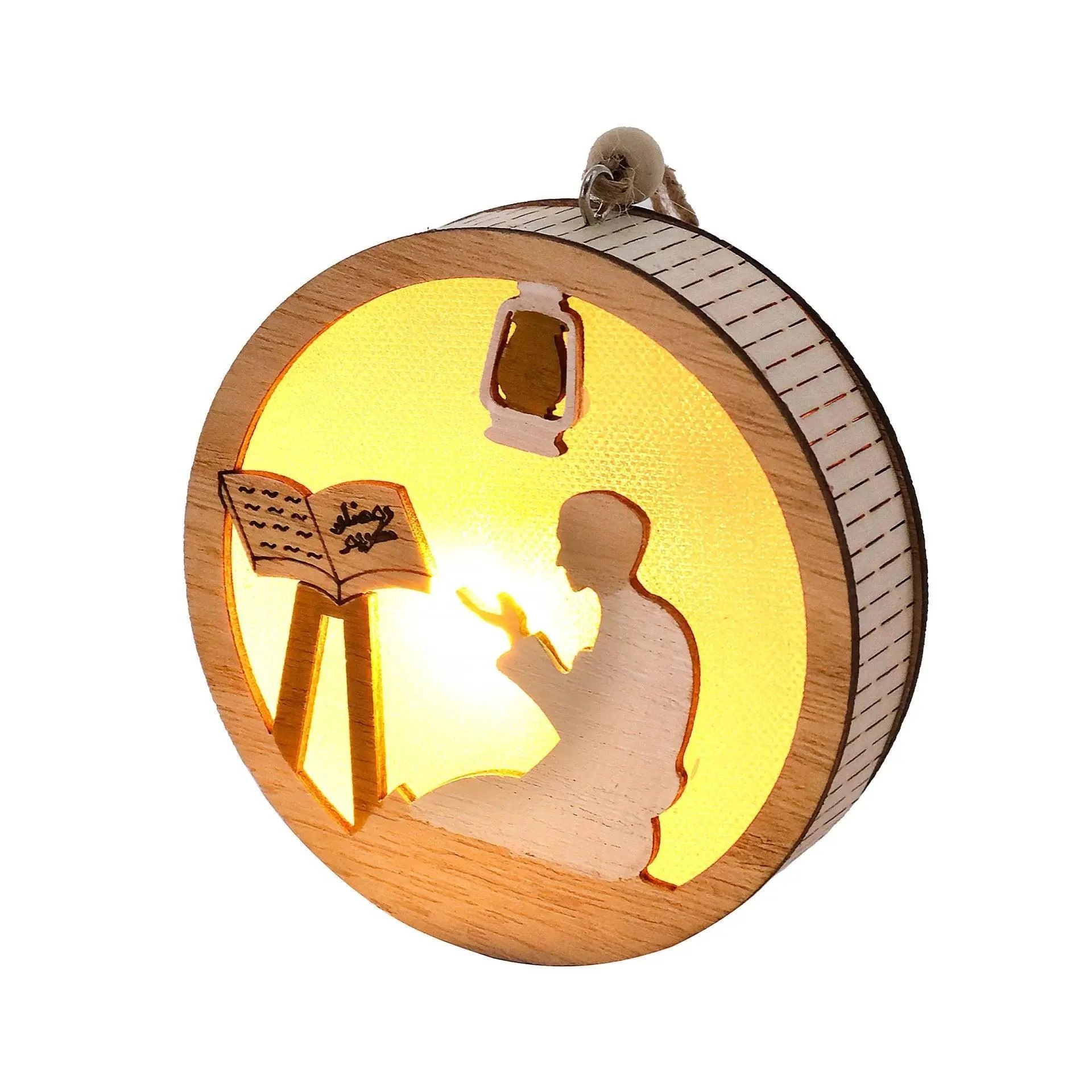 MR036 Eid Mubarak Wooden LED Luminous Pendant - Image 3