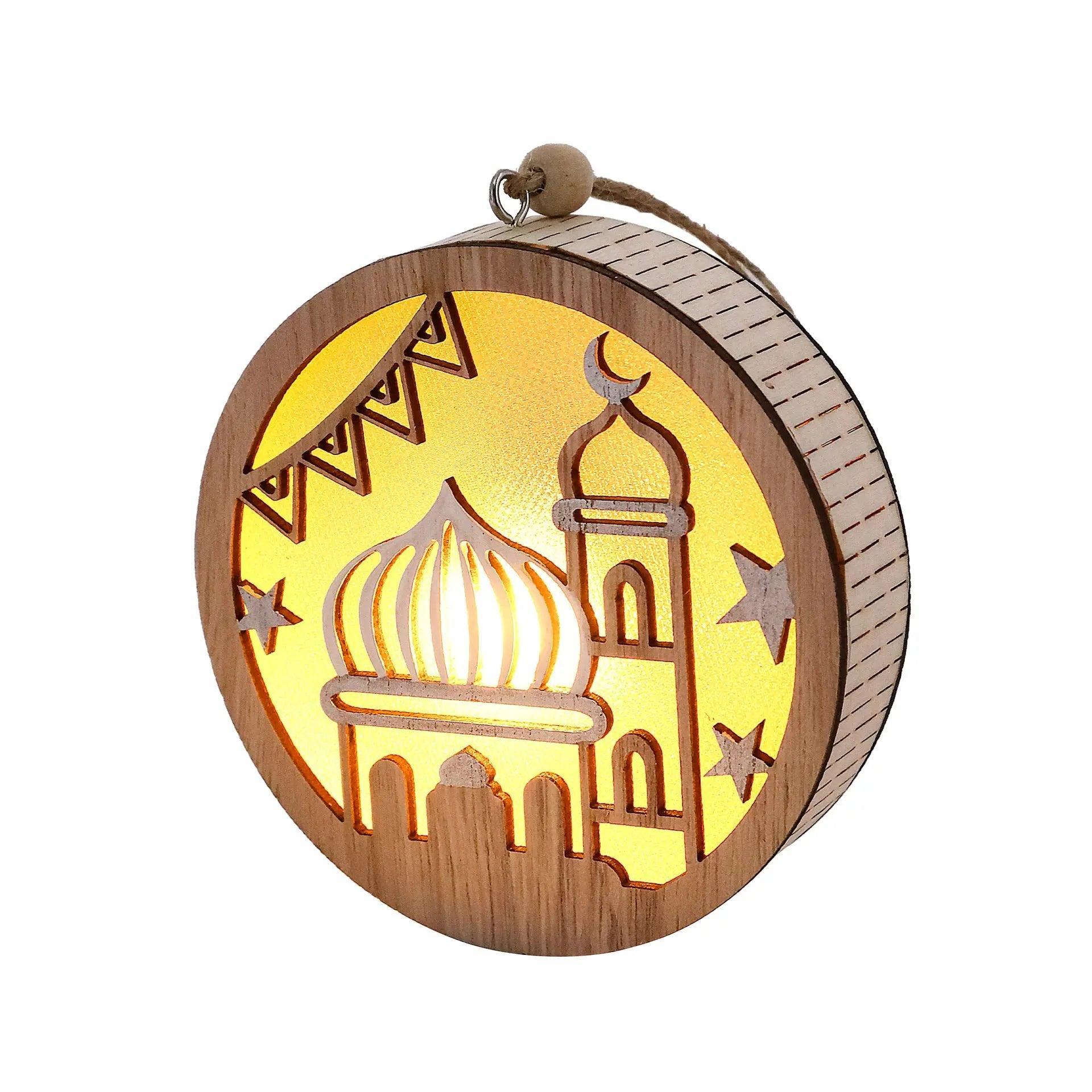 MR036 Eid Mubarak Wooden LED Luminous Pendant - Image 4