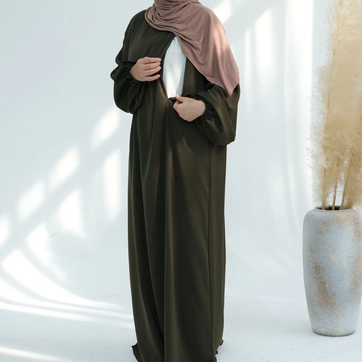 Nida Fabric Nursing Abaya(MA387) - Image 14