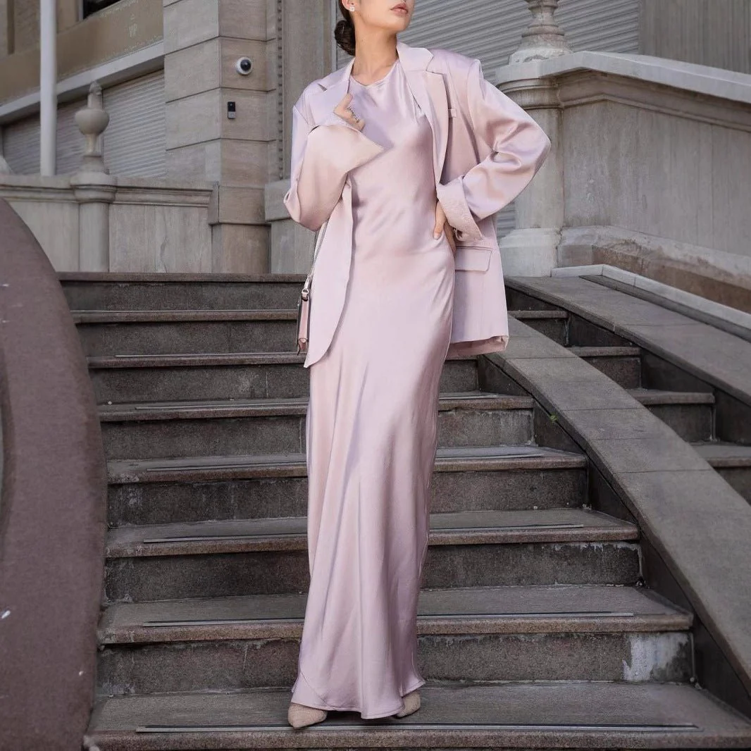 Notched Lapel Jacket with Maxi Dress(MS315) - Image 11