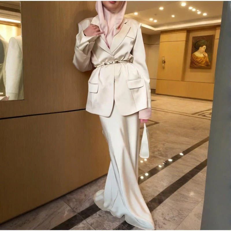 Notched Lapel Jacket with Maxi Dress(MS315) - Image 5