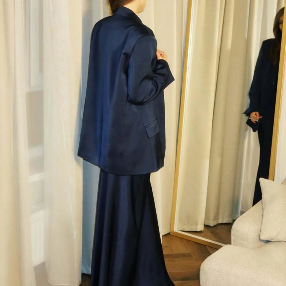 Notched Lapel Jacket with Maxi Dress(MS315) - Image 8