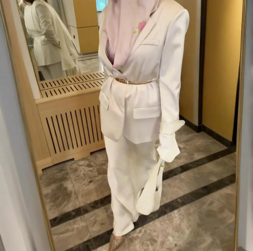 Notched Lapel Jacket with Maxi Dress(MS315) - Image 9