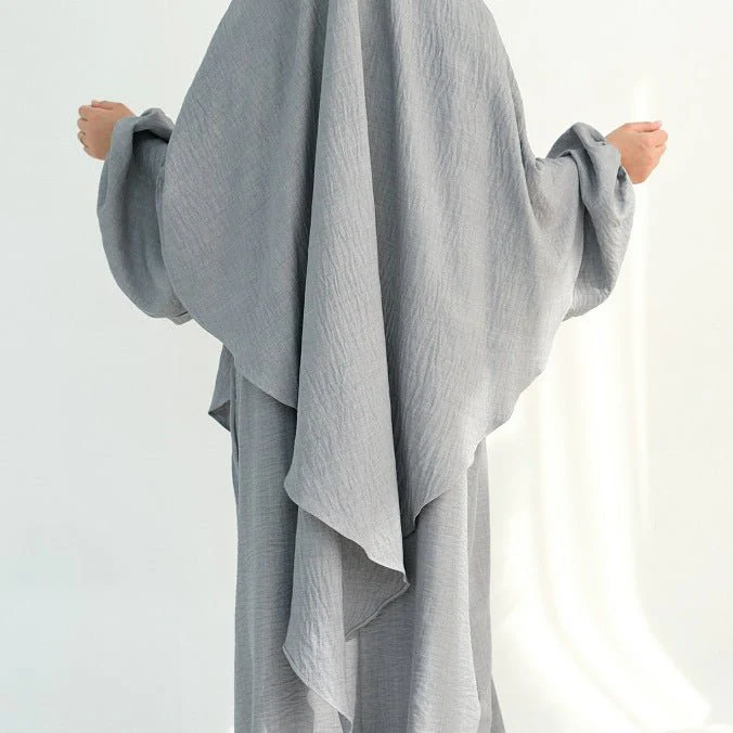 Nursing Abaya & Khimar Set | Bubble Sleeve Breastfeeding Dress(MK025) - Image 2