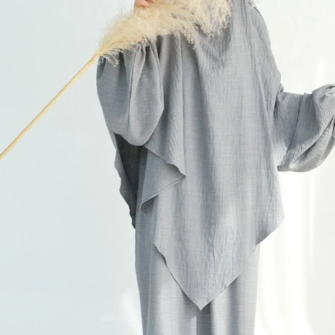 Nursing Abaya & Khimar Set | Bubble Sleeve Breastfeeding Dress(MK025) - Image 3
