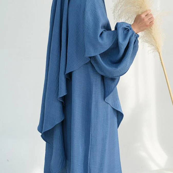 Nursing Abaya & Khimar Set | Bubble Sleeve Breastfeeding Dress(MK025) - Image 5