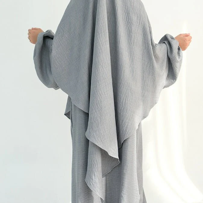 Nursing Abaya & Khimar Set | Bubble Sleeve Breastfeeding Dress(MK025) - Image 7