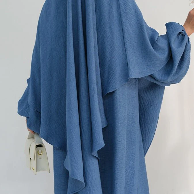 Nursing Abaya & Khimar Set | Bubble Sleeve Breastfeeding Dress(MK025) - Image 8