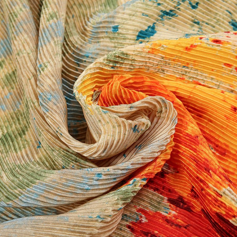 Oil Painting Style Dopamine Satin Crinkle Hijab (MH097) - Image 10