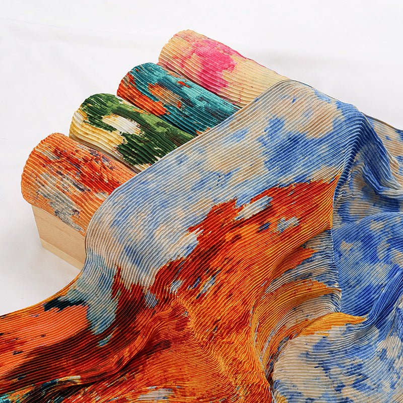 Oil Painting Style Dopamine Satin Crinkle Hijab (MH097) - Image 8