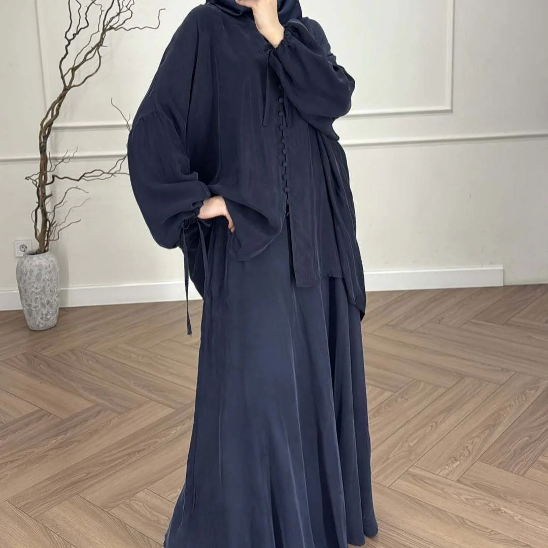 Oversized Batwing Tunic & Maxi Skirt Set (MS376) - Image 3