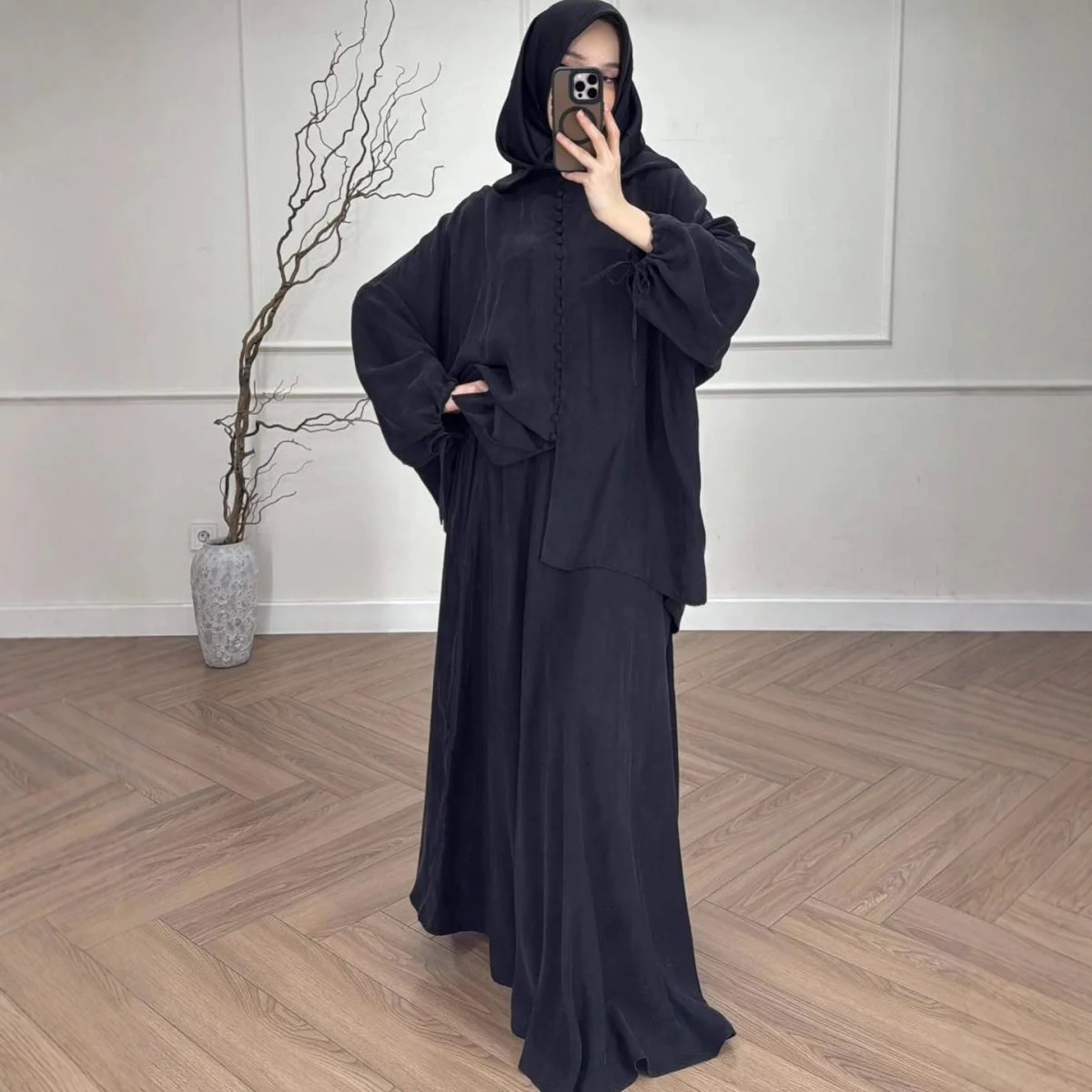 Oversized Batwing Tunic & Maxi Skirt Set (MS376) - Image 4