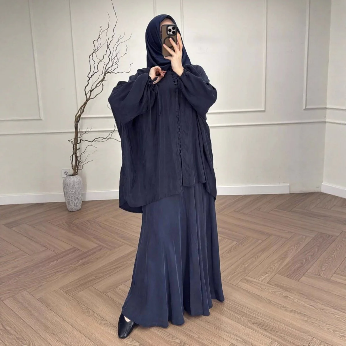 Oversized Batwing Tunic & Maxi Skirt Set (MS376) - Image 5