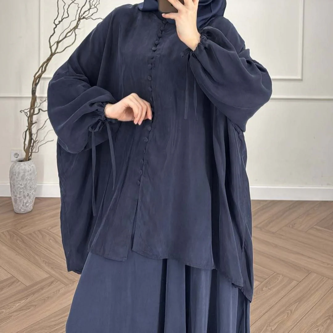 Oversized Batwing Tunic & Maxi Skirt Set (MS376) - Image 6