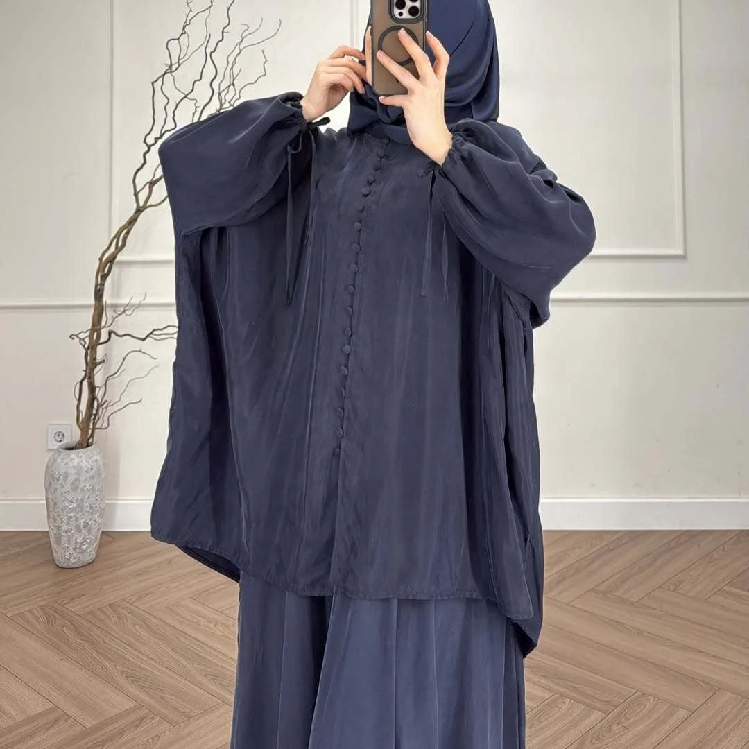 Oversized Batwing Tunic & Maxi Skirt Set (MS376) - Image 7