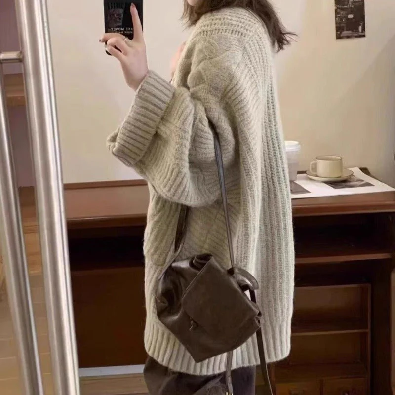 Oversized Cable Knit Cardigan with Pockets(MS166) - Image 6