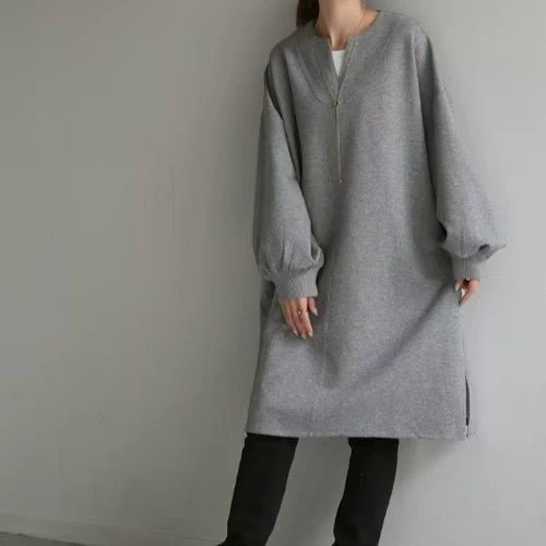 Oversized Cotton Sweatshirt Tunic | V-Neck Long Sleeve Pullover Top(MS210) - Image 13