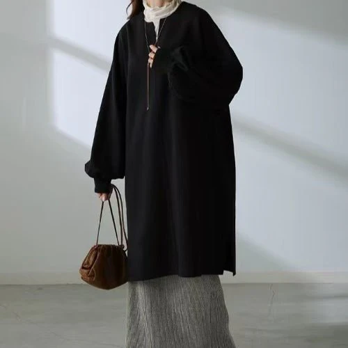Oversized Cotton Sweatshirt Tunic | V-Neck Long Sleeve Pullover Top(MS210) - Image 14