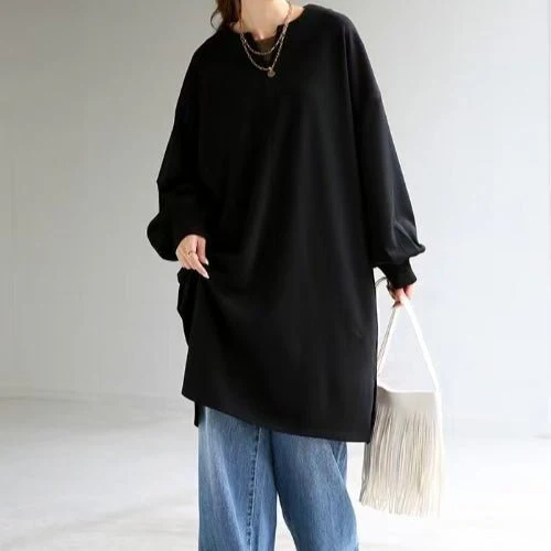Oversized Cotton Sweatshirt Tunic | V-Neck Long Sleeve Pullover Top(MS210) - Image 15