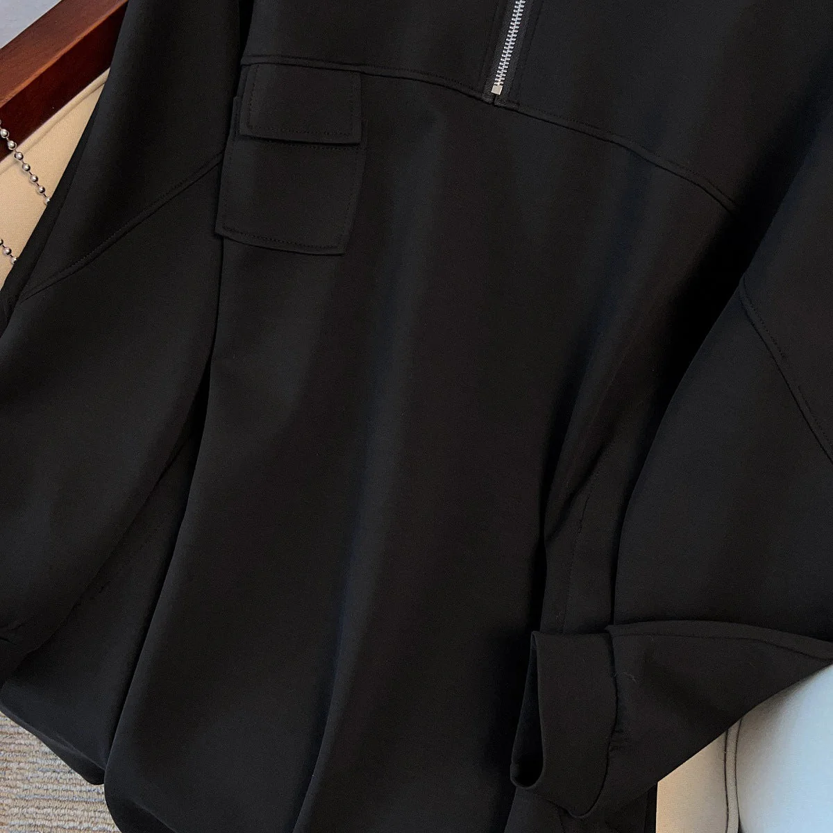 Oversized Half-Zip Hoodie Dress | Plus Size Midi Sweatshirt Dress(MS196) - Image 11