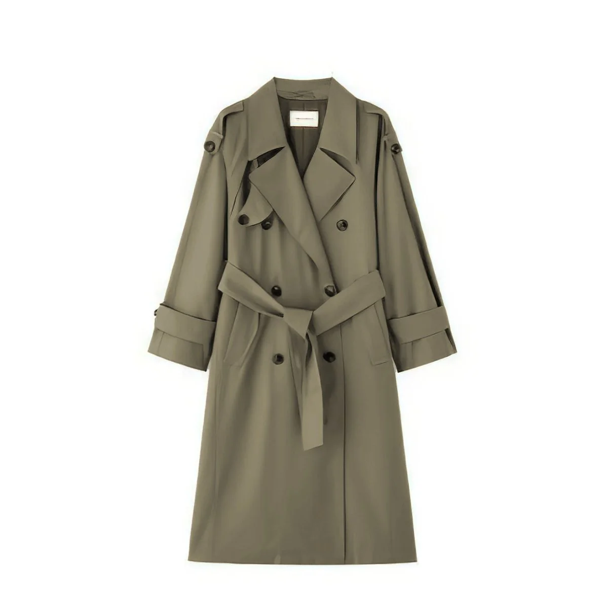 Oversized Mid-Length Trench Coat | Double-Breasted Cape Back Design(MS147) - Image 10