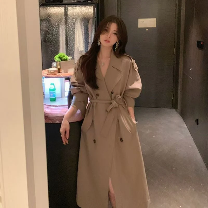 Oversized Mid-Length Trench Coat | Double-Breasted Cape Back Design(MS147) - Image 2