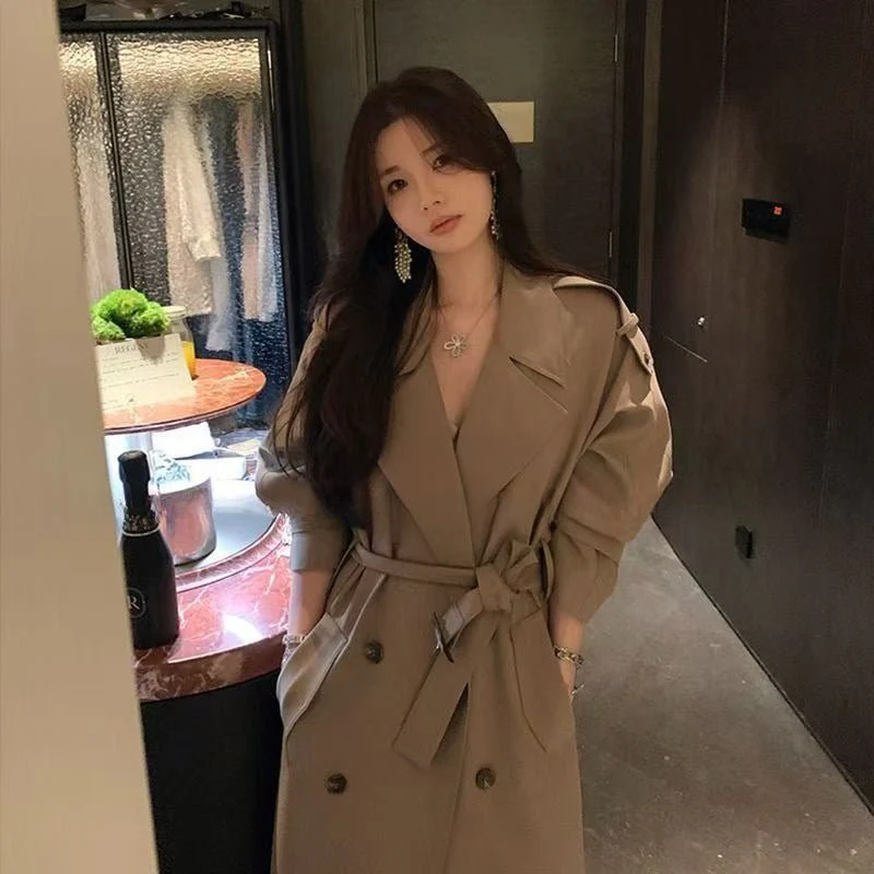 Oversized Mid-Length Trench Coat | Double-Breasted Cape Back Design(MS147) - Image 3