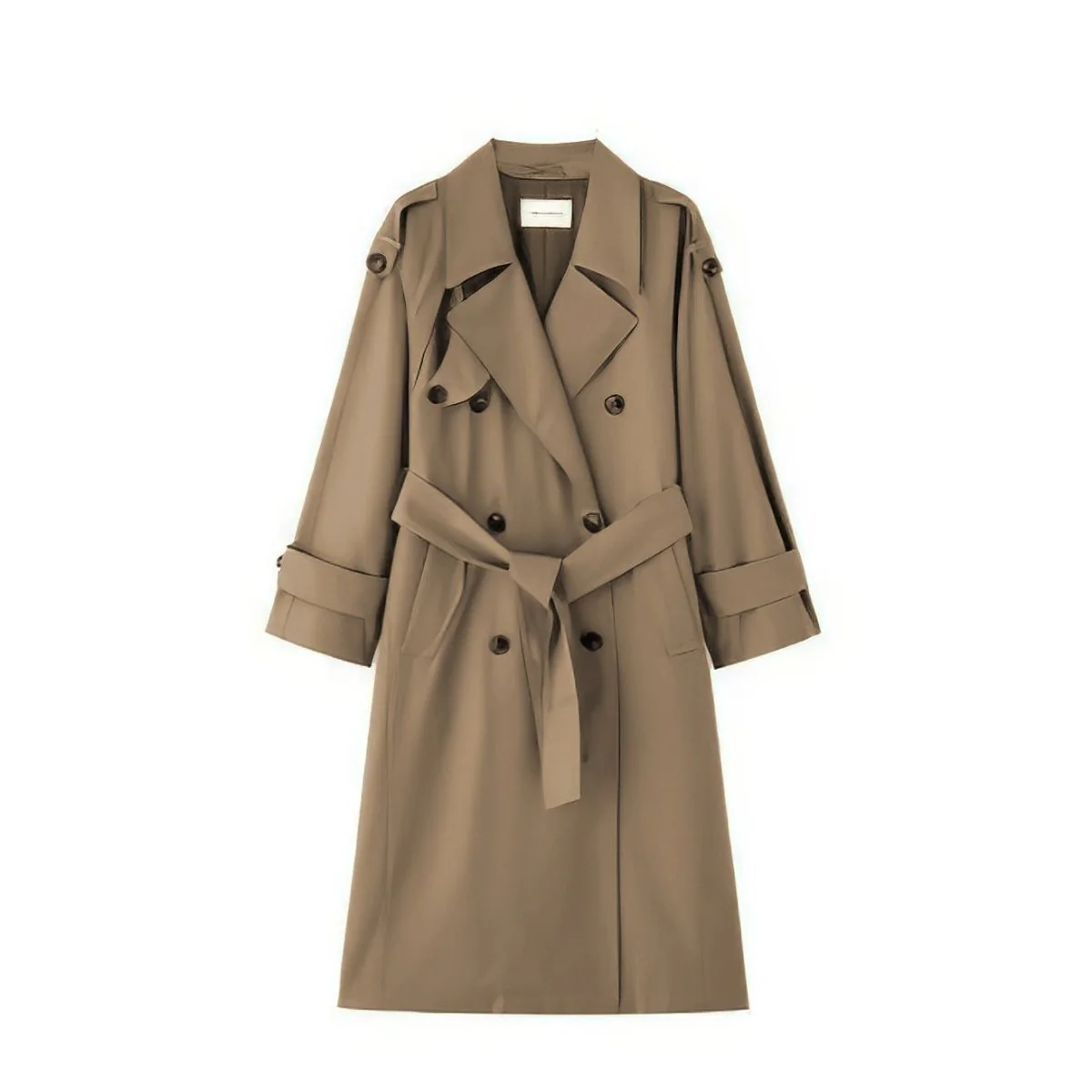 Oversized Mid-Length Trench Coat | Double-Breasted Cape Back Design(MS147) - Image 6