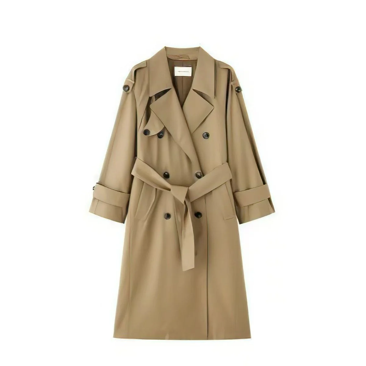 Oversized Mid-Length Trench Coat | Double-Breasted Cape Back Design(MS147) - Image 7