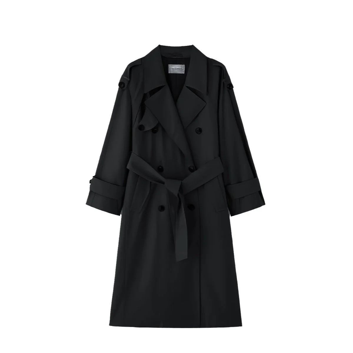 Oversized Mid-Length Trench Coat | Double-Breasted Cape Back Design(MS147) - Image 8