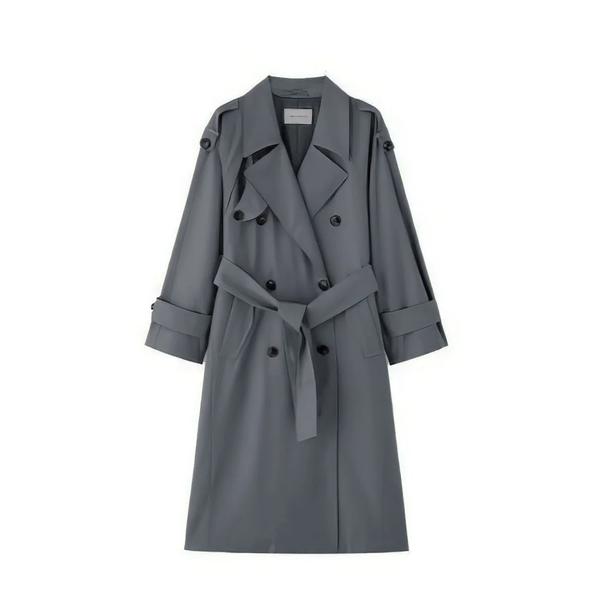 Oversized Mid-Length Trench Coat | Double-Breasted Cape Back Design(MS147) - Image 9