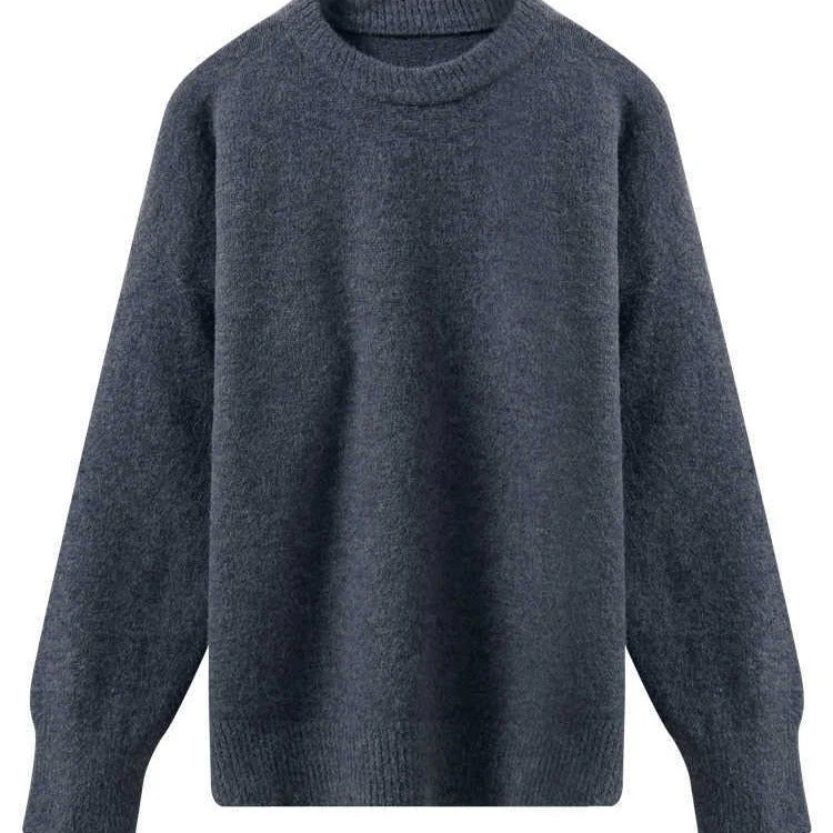 Oversized Round Neck Pullover Sweater | Solid Color Knit Base Layer Top(MS168) - Image 6