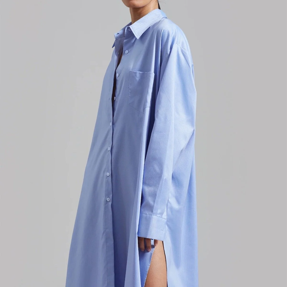Oversized Shirt Dress with Side Slits(MS332) - Image 16