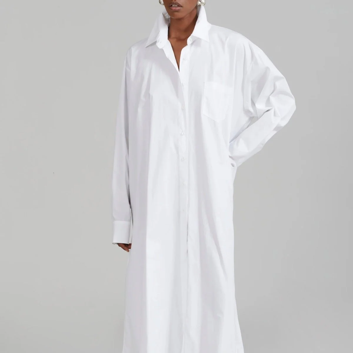 Oversized Shirt Dress with Side Slits(MS332) - Image 23
