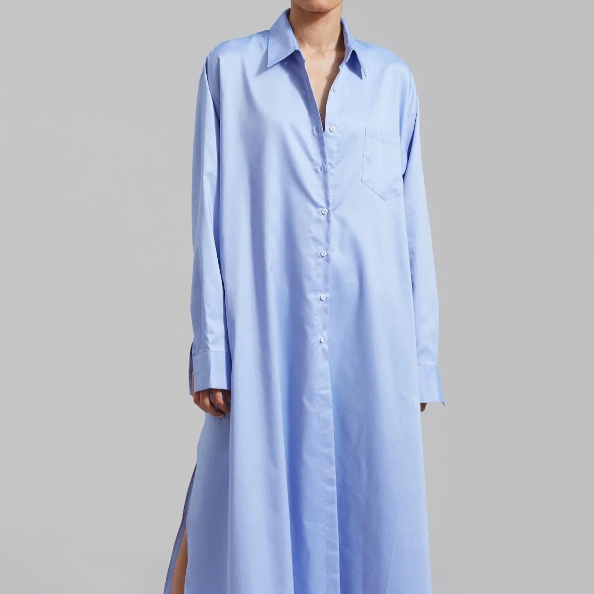 Oversized Shirt Dress with Side Slits(MS332) - Image 5