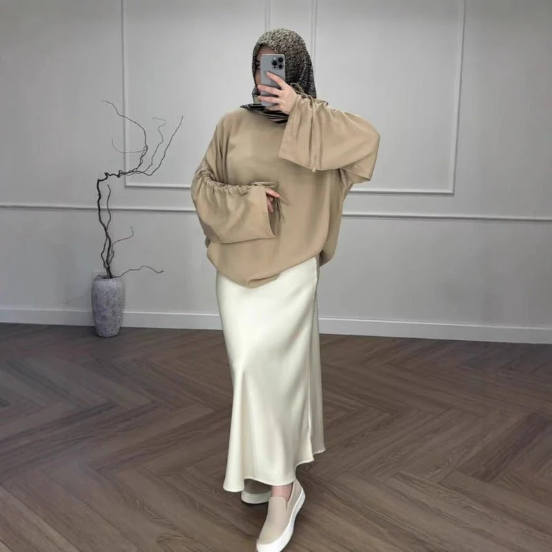 Oversized Tunic & Mermaid Skirt Set | Colorblock Two-Piece Outfit(MS225) - Image 3