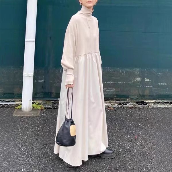 Oversized Turtleneck Maxi Dress | Bubble Sleeve Sweater Dress(MS180) - Image 7
