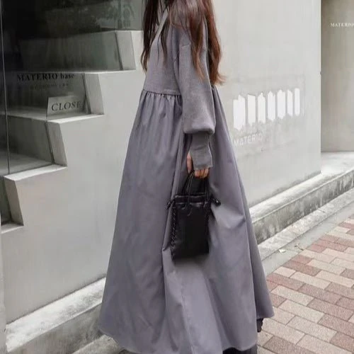 Oversized Turtleneck Maxi Dress | Bubble Sleeve Sweater Dress(MS180) - Image 9