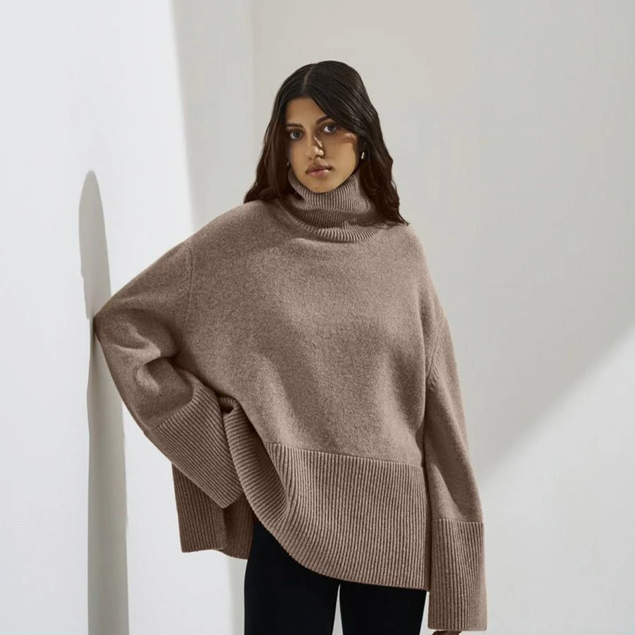 Oversized Turtleneck Sweater with Side Slits(MS251) - Image 10
