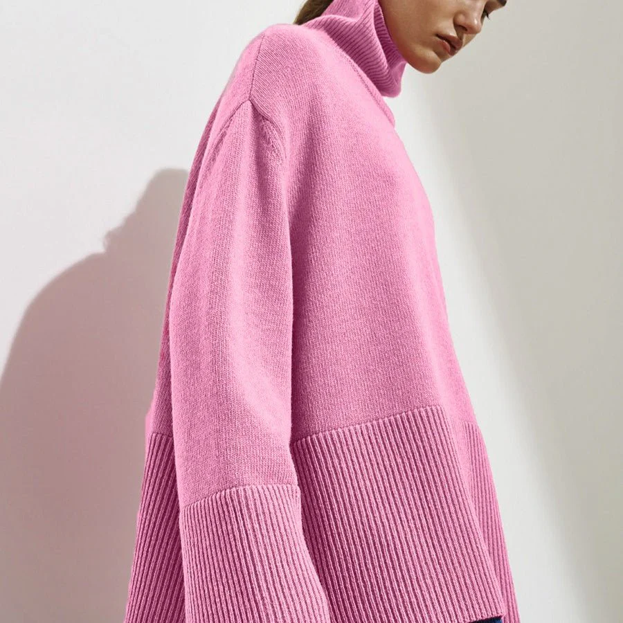 Oversized Turtleneck Sweater with Side Slits(MS251) - Image 11
