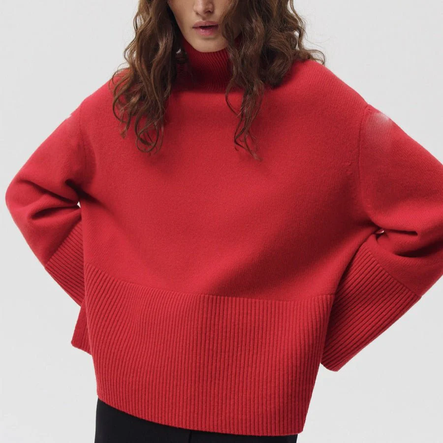 Oversized Turtleneck Sweater with Side Slits(MS251) - Image 12
