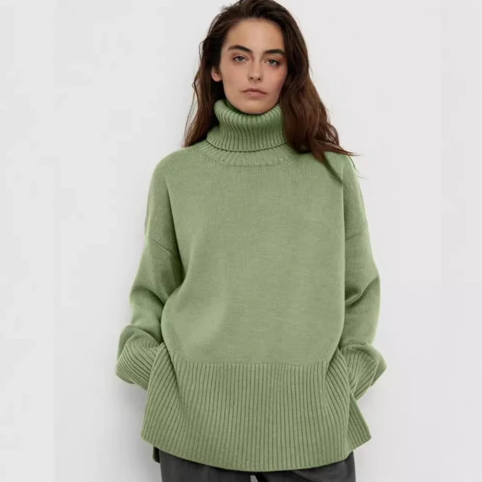 Oversized Turtleneck Sweater with Side Slits(MS251) - Image 3