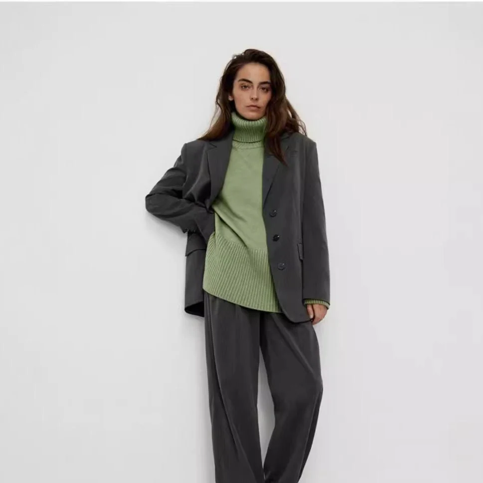 Oversized Turtleneck Sweater with Side Slits(MS251) - Image 4