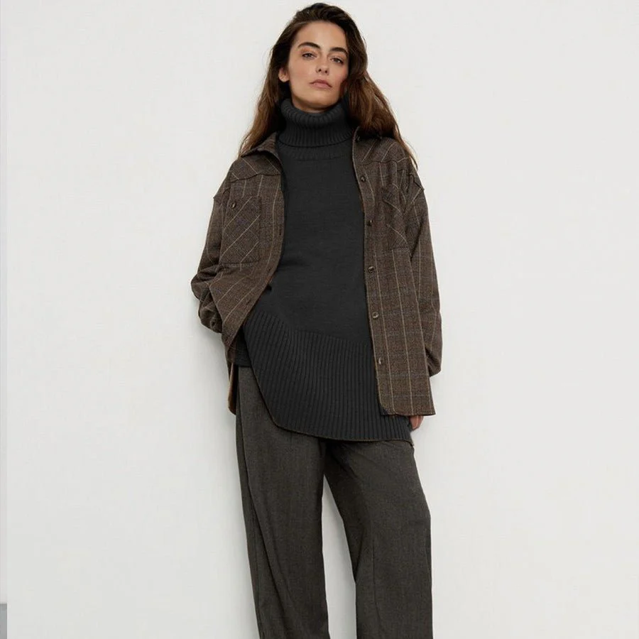 Oversized Turtleneck Sweater with Side Slits(MS251) - Image 7
