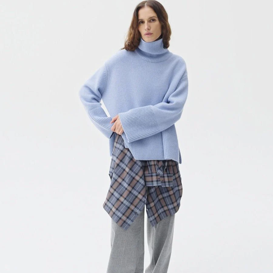Oversized Turtleneck Sweater with Side Slits(MS251) - Image 8