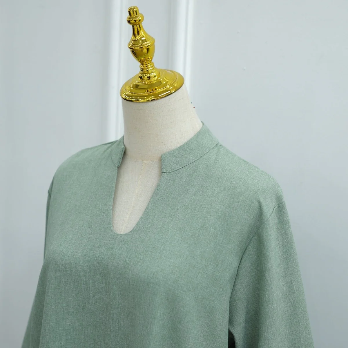 Oversized V-Neck Abaya with Pockets | Solid Color Maxi Dress with Wide Cuffs(MA331) - Image 18