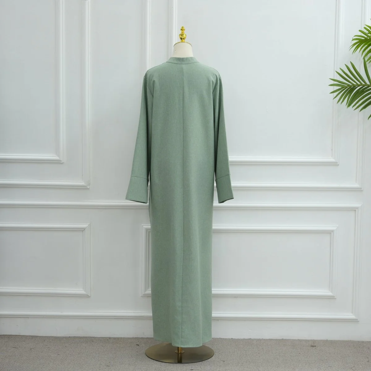 Oversized V-Neck Abaya with Pockets | Solid Color Maxi Dress with Wide Cuffs(MA331) - Image 19