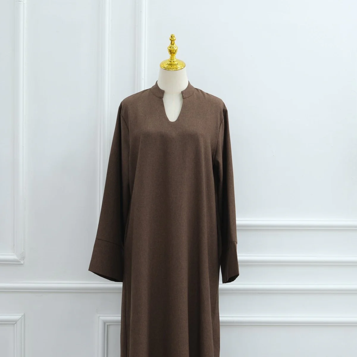 Oversized V-Neck Abaya with Pockets | Solid Color Maxi Dress with Wide Cuffs(MA331) - Image 23