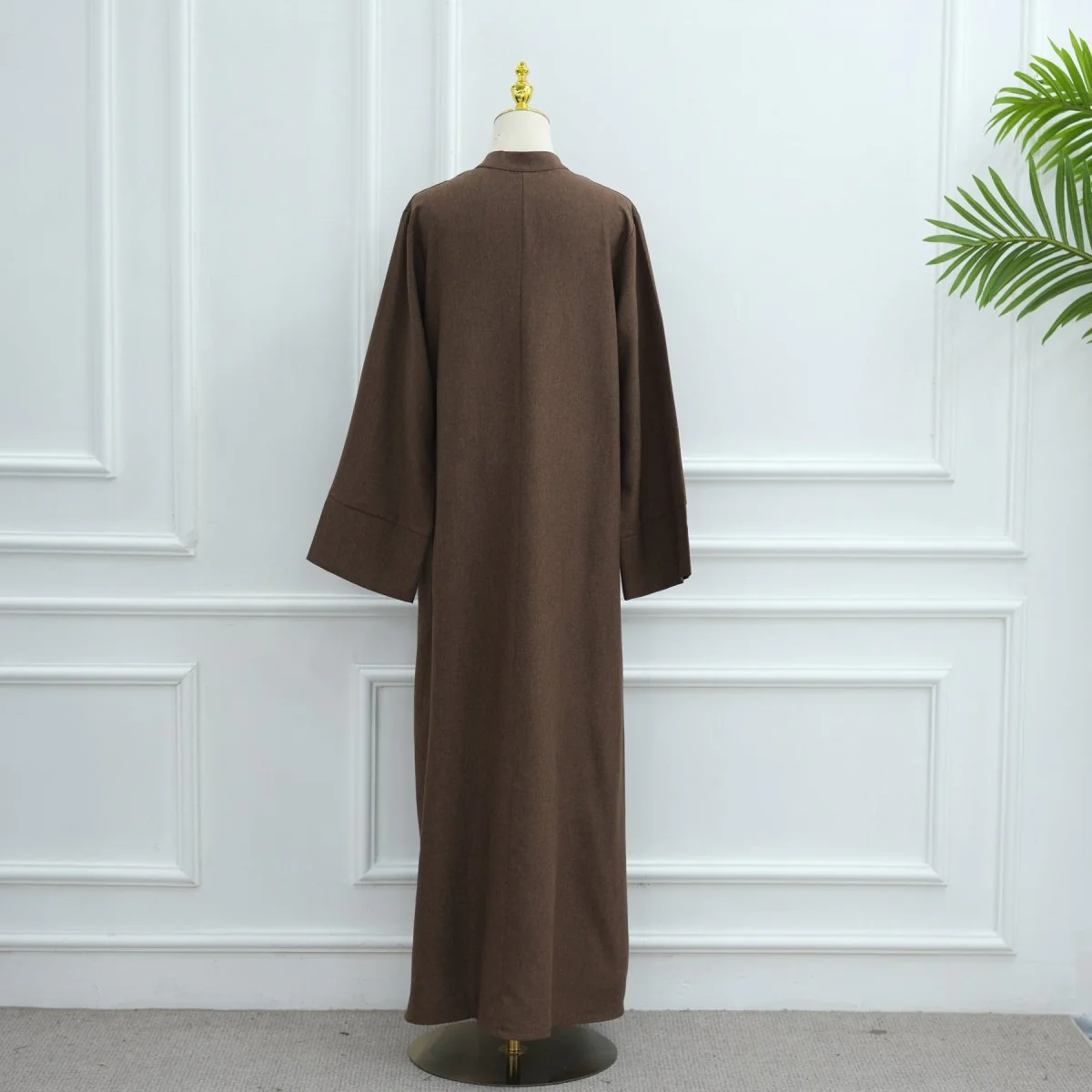 Oversized V-Neck Abaya with Pockets | Solid Color Maxi Dress with Wide Cuffs(MA331) - Image 24